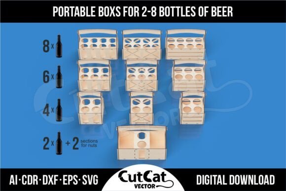 Caja Portatil Para 2 8 Botellas De Cerveza Creativo Digital